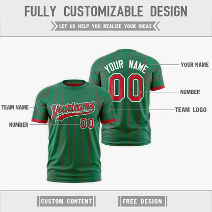 Custom T-shirt Red Kelly Green White Reversible Stripe Fashion