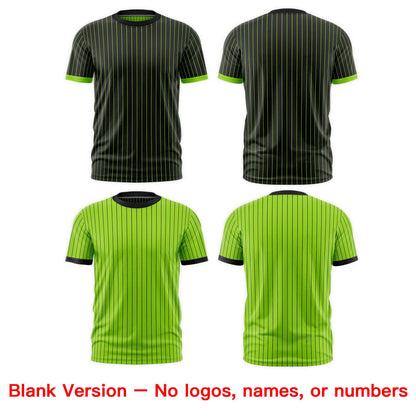 Custom T-shirt Neon Green Black White Reversible Stripe Fashion
