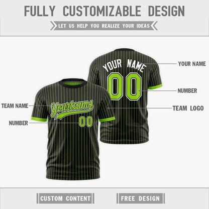 Custom T-shirt Neon Green Black White Reversible Stripe Fashion