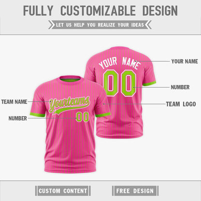Custom T-shirt Neon Green Pink White Reversible Stripe Fashion