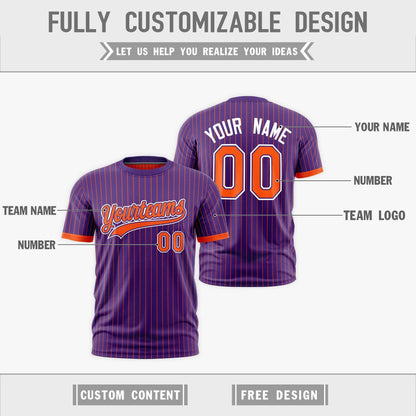 Custom T-shirt Orange Purple White Reversible Stripe Fashion