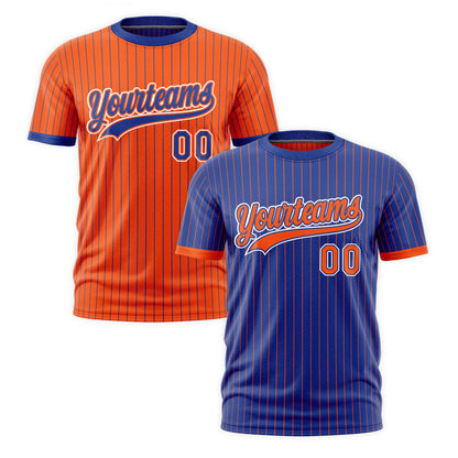 Custom T-shirt Orange Royal Blue White Reversible Stripe Fashion