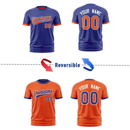 Custom T-shirt Orange Royal Blue White Reversible Stripe Fashion