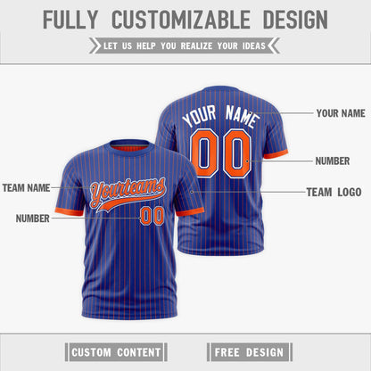 Custom T-shirt Orange Royal Blue White Reversible Stripe Fashion