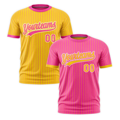 Custom T-shirt Gold Pink White Reversible Stripe Fashion
