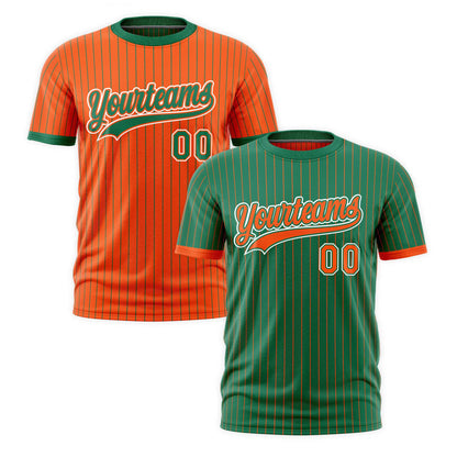 Custom T-shirt Orange Kelly Green White Reversible Stripe Fashion