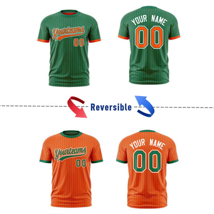 Custom T-shirt Orange Kelly Green White Reversible Stripe Fashion