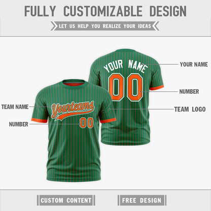 Custom T-shirt Orange Kelly Green White Reversible Stripe Fashion