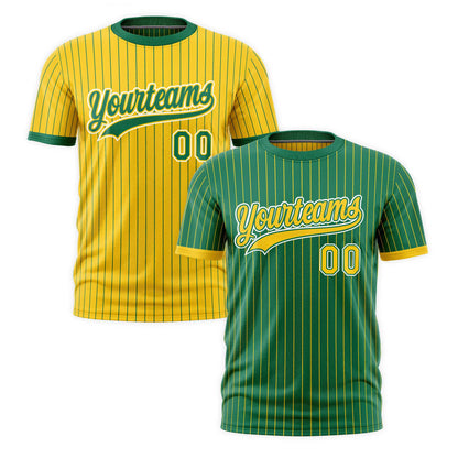 Custom T-shirt Gold Kelly Green White Reversible Stripe Fashion