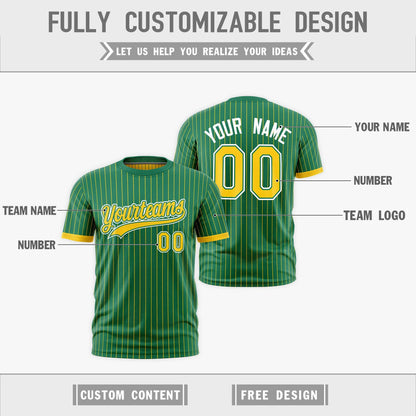 Custom T-shirt Gold Kelly Green White Reversible Stripe Fashion