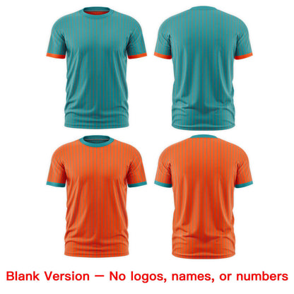 Custom T-shirt Orange Aqua White Reversible Stripe Fashion