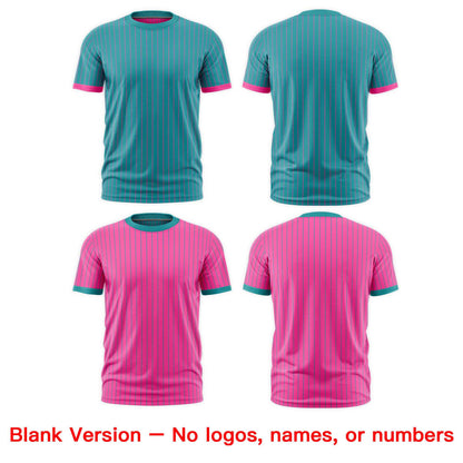 Custom T-shirt Pink Aqua White Reversible Stripe Fashion