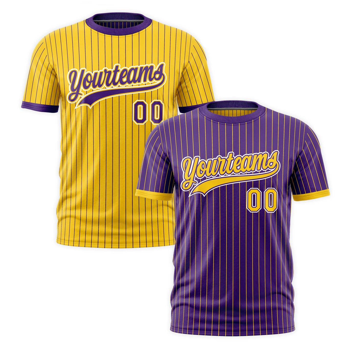Custom T-shirt Gold Purple White Reversible Stripe Fashion
