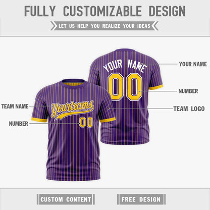 Custom T-shirt Gold Purple White Reversible Stripe Fashion