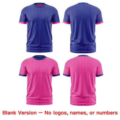 Custom T-shirt Pink Royal Blue White Reversible Stripe Fashion