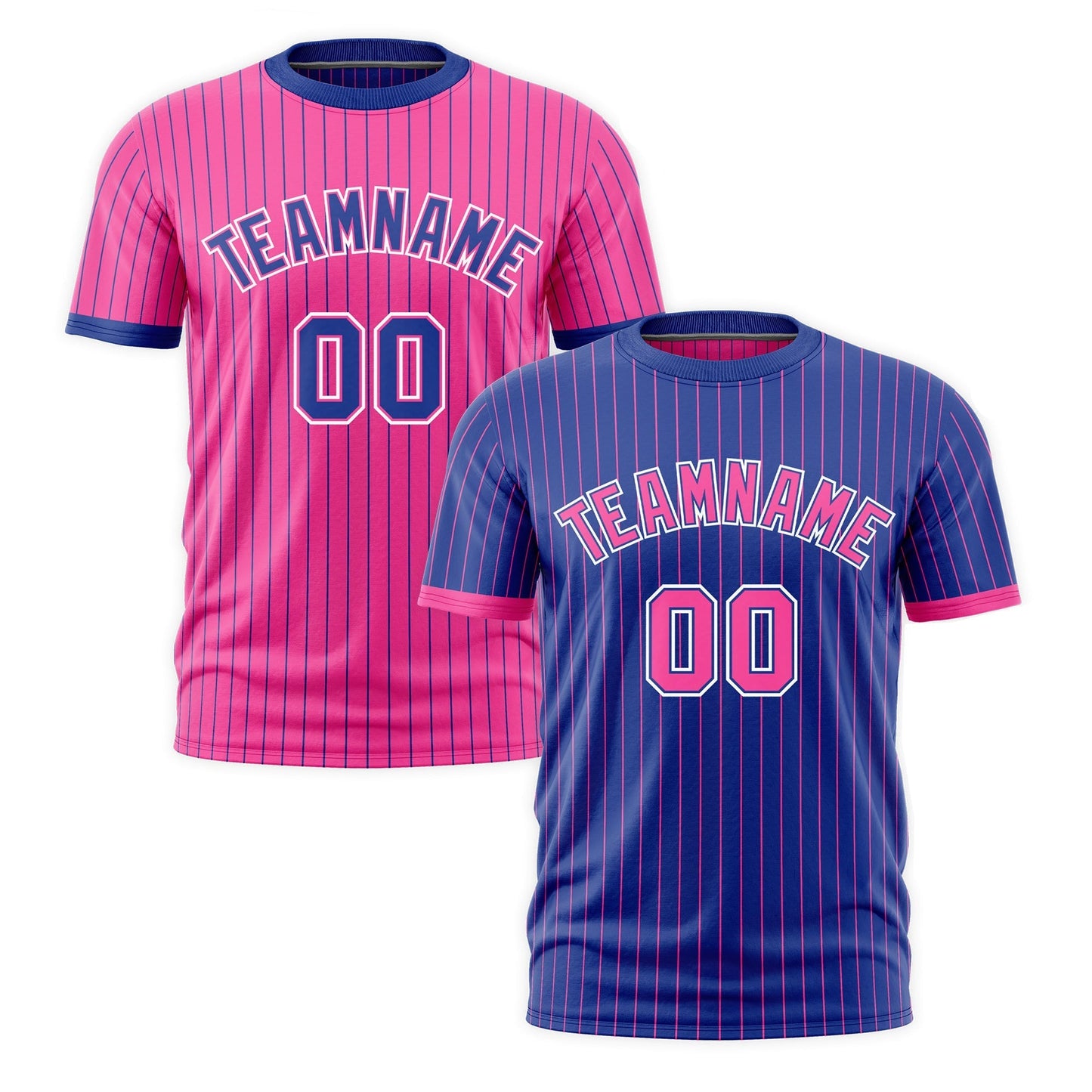 Custom T-shirt Pink Royal Blue White Reversible Stripe Fashion