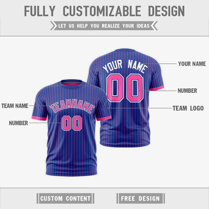 Custom T-shirt Pink Royal Blue White Reversible Stripe Fashion