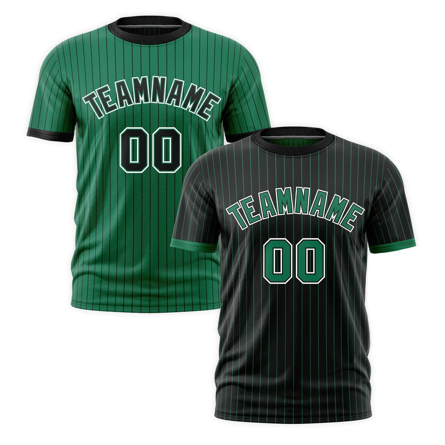 Custom T-shirt Kelly Green Black White Reversible Stripe Fashion
