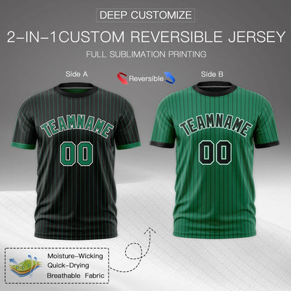 Custom T-shirt Kelly Green Black White Reversible Stripe Fashion