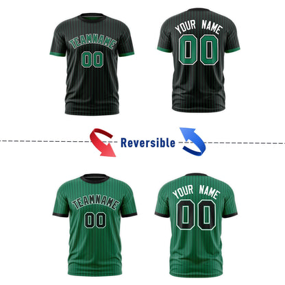 Custom T-shirt Kelly Green Black White Reversible Stripe Fashion