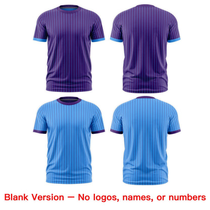 Custom T-shirt Powder Blue Purple White Reversible Stripe Fashion