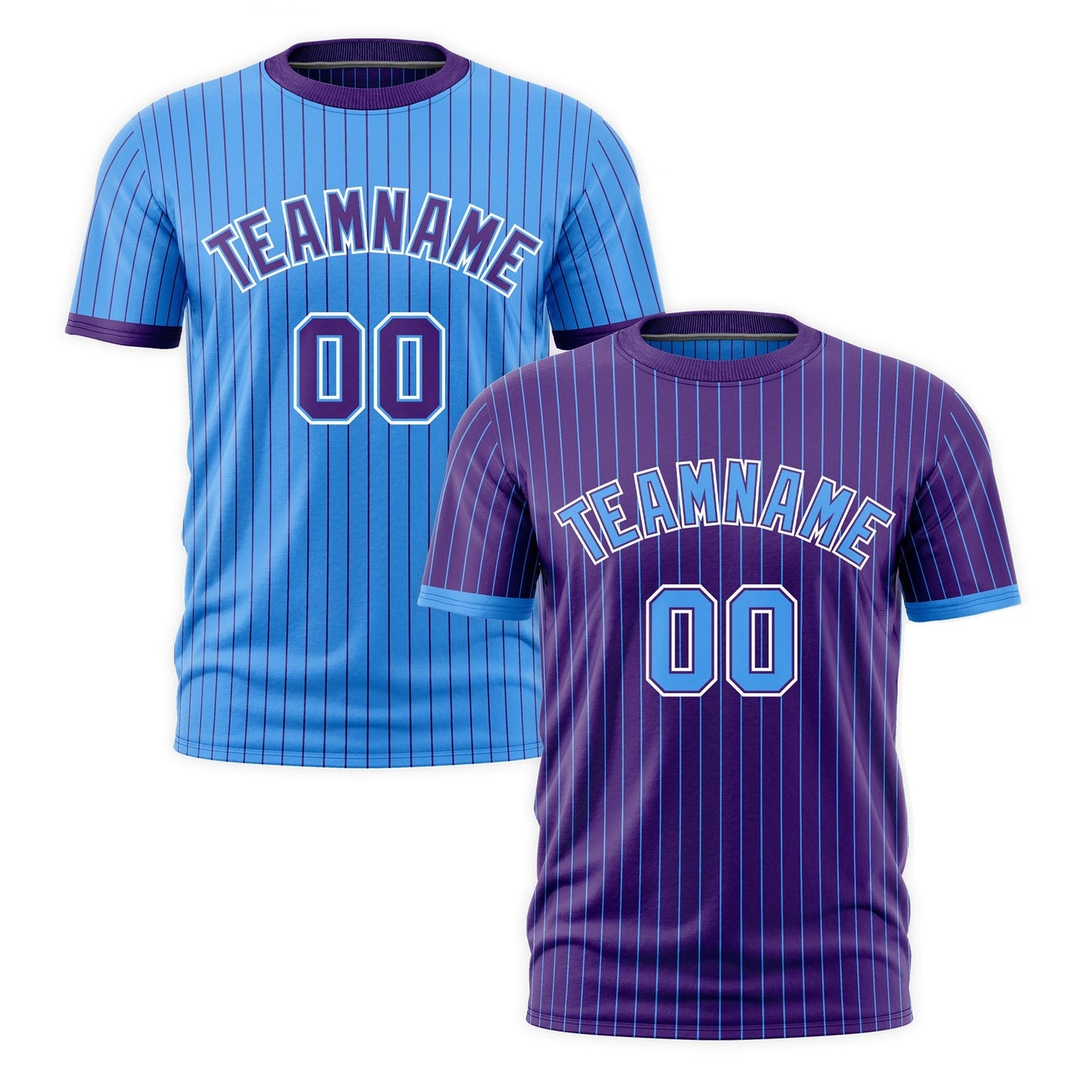 Custom T-shirt Powder Blue Purple White Reversible Stripe Fashion