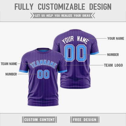 Custom T-shirt Powder Blue Purple White Reversible Stripe Fashion