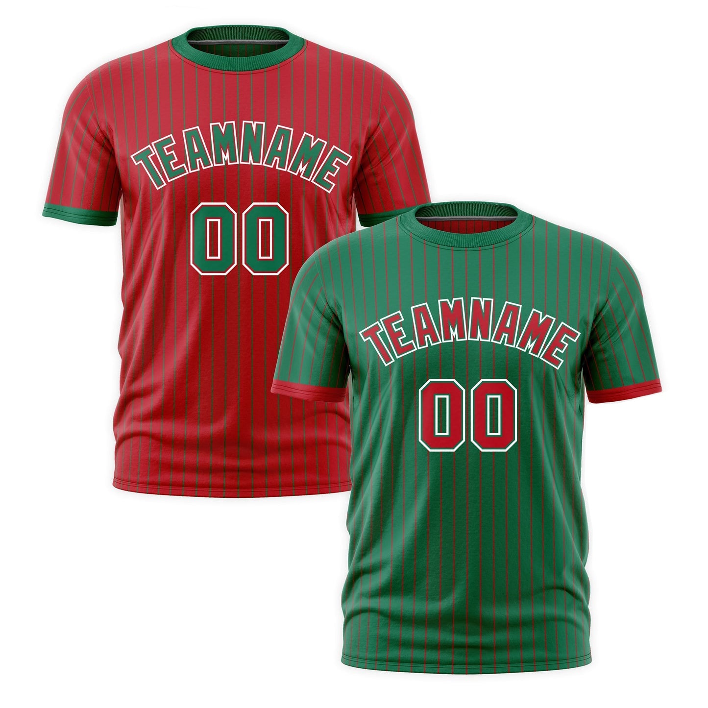 Custom T-shirt Red Kelly Green White Reversible Stripe Fashion