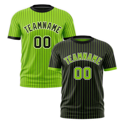 Custom T-shirt Neon Green Black White Reversible Stripe Fashion