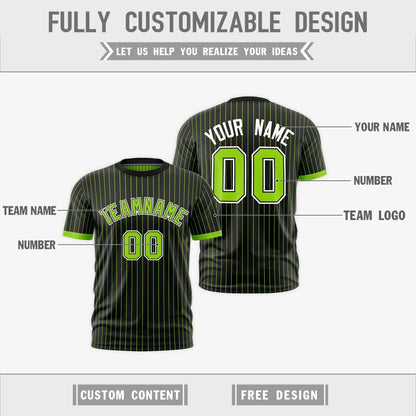 Custom T-shirt Neon Green Black White Reversible Stripe Fashion