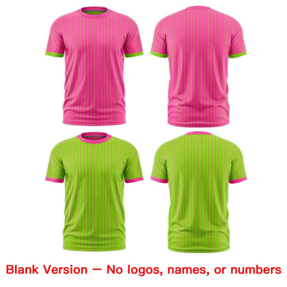 Custom T-shirt Neon Green Pink White Reversible Stripe Fashion