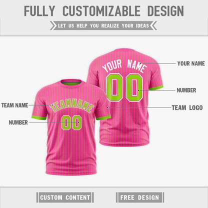 Custom T-shirt Neon Green Pink White Reversible Stripe Fashion