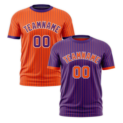 Custom T-shirt Orange Purple White Reversible Stripe Fashion