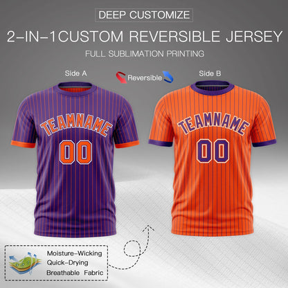 Custom T-shirt Orange Purple White Reversible Stripe Fashion