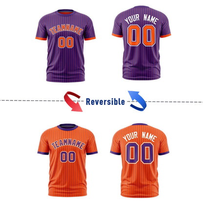 Custom T-shirt Orange Purple White Reversible Stripe Fashion