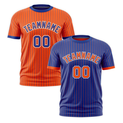 Custom T-shirt Orange Royal Blue White Reversible Stripe Fashion