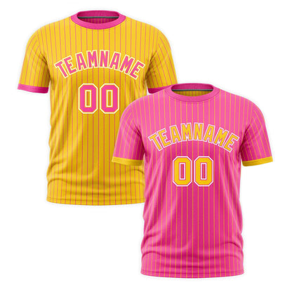 Custom T-shirt Gold Pink White Reversible Stripe Fashion
