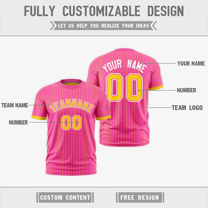 Custom T-shirt Gold Pink White Reversible Stripe Fashion