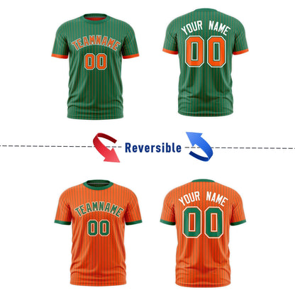 Custom T-shirt Orange Kelly Green White Reversible Stripe Fashion