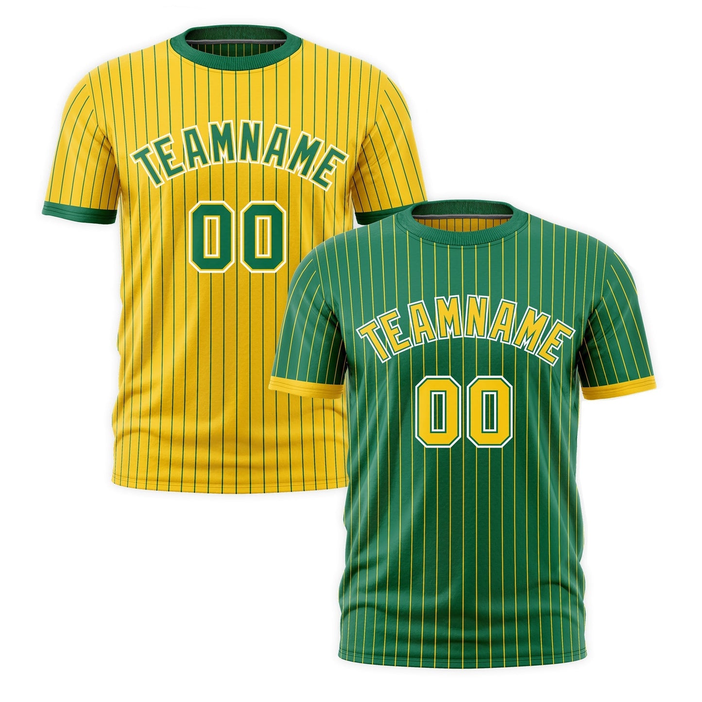 Custom T-shirt Gold Kelly Green White Reversible Stripe Fashion
