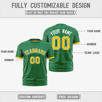 Custom T-shirt Gold Kelly Green White Reversible Stripe Fashion