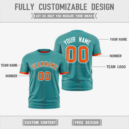 Custom T-shirt Orange Aqua White Reversible Stripe Fashion