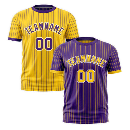Custom T-shirt Gold Purple White Reversible Stripe Fashion