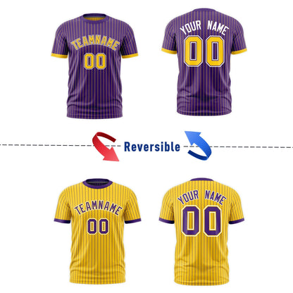Custom T-shirt Gold Purple White Reversible Stripe Fashion