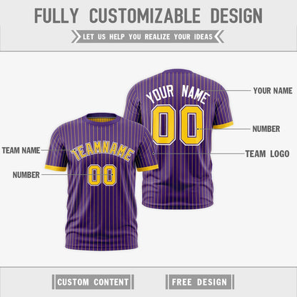 Custom T-shirt Gold Purple White Reversible Stripe Fashion