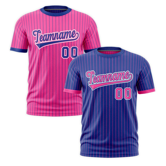 Custom T-shirt Pink Royal Blue White Reversible Stripe Fashion