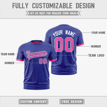Custom T-shirt Pink Royal Blue White Reversible Stripe Fashion