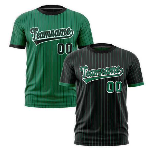 Custom T-shirt Kelly Green Black White Reversible Stripe Fashion