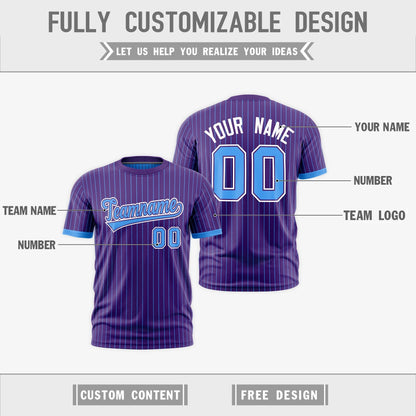 Custom T-shirt Powder Blue Purple White Reversible Stripe Fashion