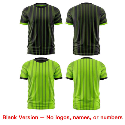 Custom T-shirt Neon Green Black White Reversible Stripe Fashion